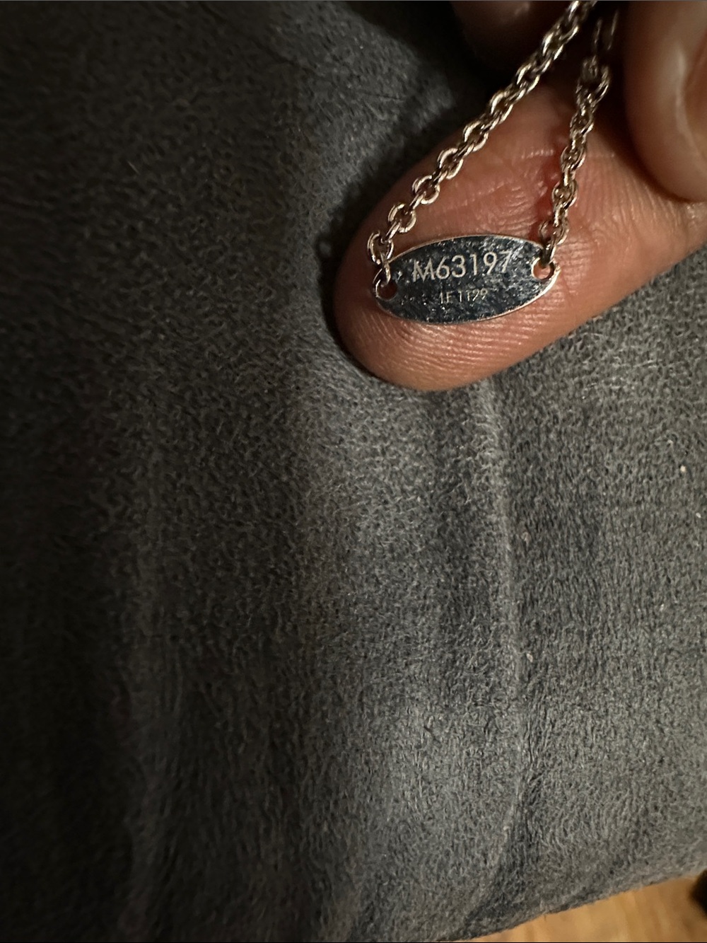 Louis Vuitton Silver V-Pendant Chain Necklace with LV Logo Accents PREOWNED - Picture 5 of 7